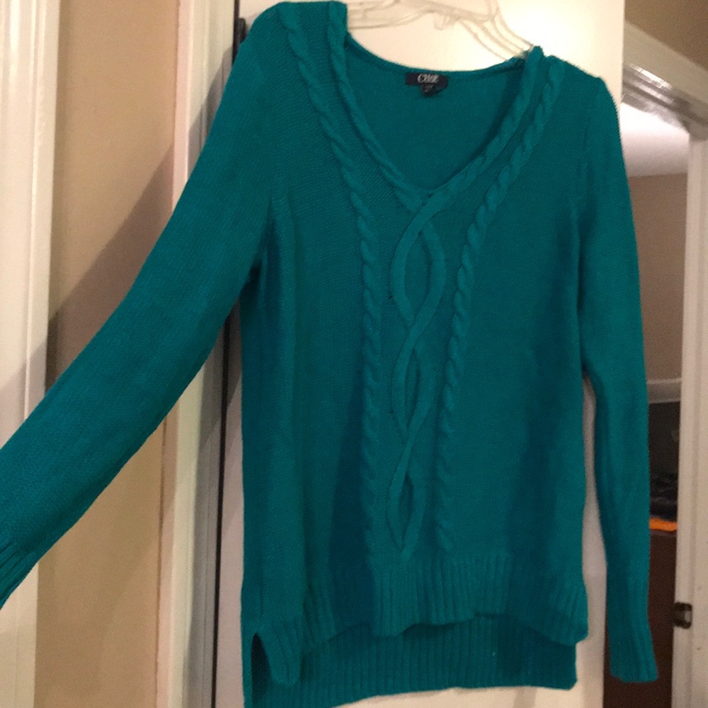 High Low Teal Chaps Sweater